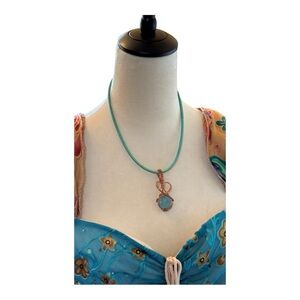 Chic Hand Wire Wrapped Opalite Pendant Necklace One Of A Kind